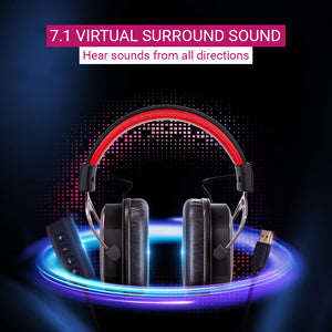 7.1 Virtual Surround Sound Metal Gaming Headset Mic USB