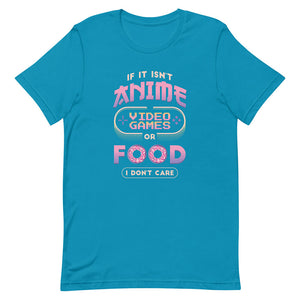 Aqua Funny Cartoonish Tee Anime Video Game Food Passion