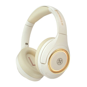 Beige Bluetooth 5.2 Cozy Modern Headphones Microphone HiFi LED