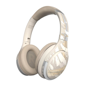 Beige Bluetooth 5.2 Futuristic Armor Design Headphones Deep Bass