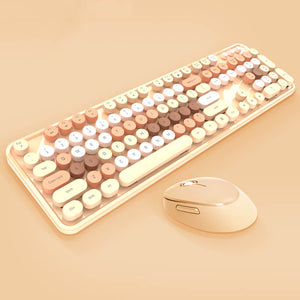 Beige 2.4Ghz Wireless Candy Combo Keyboard Mouse Multimedia Multi-Color