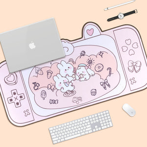 Big Size Pink Bunny Party Mouse Pad Non-Slip