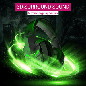 Black Anime Villain Headset Mic LED 3.5mm Jack USB 3D Surround Sound
