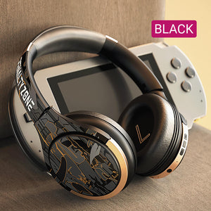 Black Bluetooth 5.2 Futuristic Armor Design Headphones Deep Bass Picture