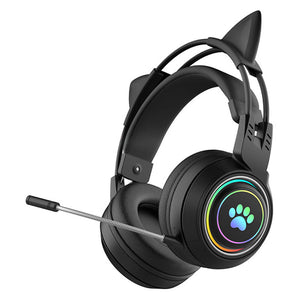 Black Bluetooth 5.3 Gradient Pastel Headset Mic RGB 3.5mm Jack