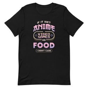 Black Funny Cartoonish Tee Anime Video Game Food Passion