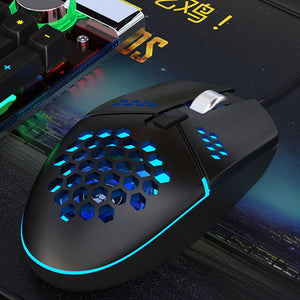 Black Honeycomb Mouse 3500 RPM Fan USB LED 3200 DPI