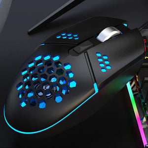 Black Honeycomb Mouse Fan USB LED Lights 3200 DPI