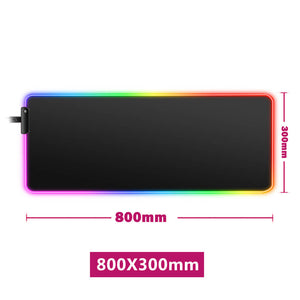 Black Large Gaming Mouse Pad Backlight Anti-Slip 800x300mm