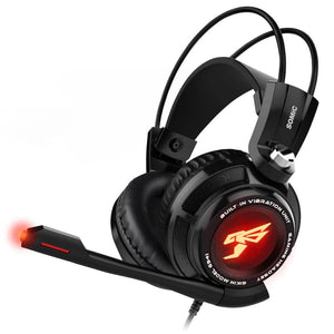 Black LED 7.1 Surround Sound Headset Microphone USB Deep Bass