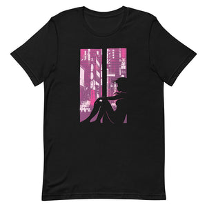 Black Lonely Girl Silhouette Behind Window Tee Dystopian World