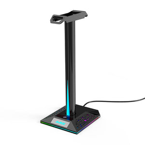 Black RGB Lighting Headset Stand USB 3.5mm Jack