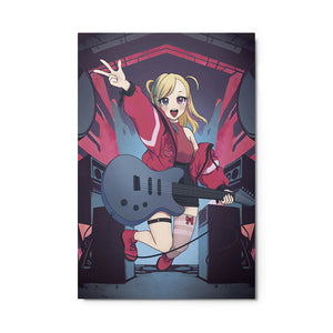 Blonde Anime Girl Rock Star Idol Metal Poster 24x36"