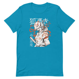 Blue Dark Shadow Kitsune Girl Shirt Black Widow Katana