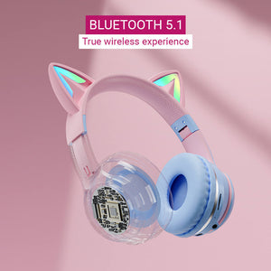 Bluetooth 5.1 Gradient Kitty UwU Headphones RGB 3.5mm Jack