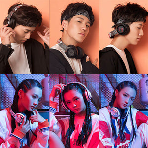 Bluetooth 5.0 Angry Bear Graffiti Headphones RGB Foldable Boy Girl