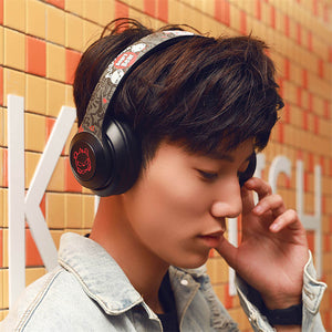 Bluetooth 5.0 Angry Bear Graffiti Headphones RGB Foldable Streetwear