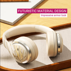 Bluetooth 5.2 Futuristic Armor Material Design Headphones Deep Bass