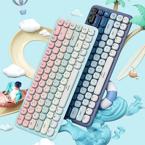 Bluetooth 5.0 Gradient Cozy Slim Mechanical Keyboard White Backlight