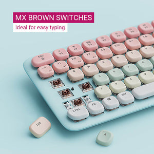 Bluetooth 5.0 Gradient Cozy Slim Mechanical Keyboard White Backlight MX Brown Switches