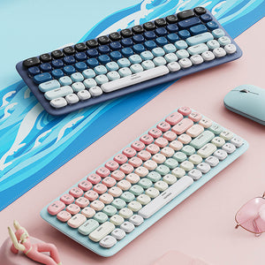 Bluetooth 5.0 Gradient Cozy Slim Mechanical Keyboard White Backlight Picture