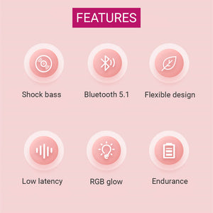 Bluetooth 5.1 Gradient Kitty UwU Headphones RGB 3.5mm Jack Features