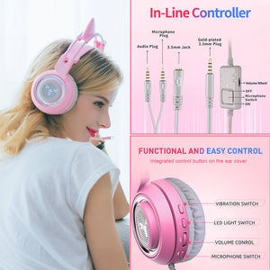 Cat Ear Headset Microphone Emoji 3.5mm Jack Features