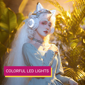 Cat Headphones Wireless 7.1 LED Lights Noise Cancelling