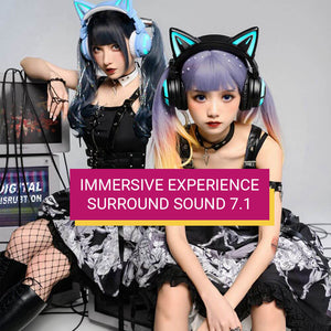 Cat Headphones Wireless Surround Suund 7.1 LED Noise Cancelling