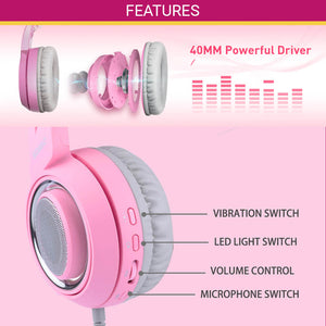 Cat Headset Microphone 7.1 Emoji LED Lights Features