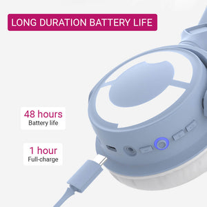 Cat Headset Wireless Noise Canceling Microphone LED Battery Life