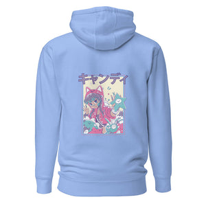 Cornflower Blue Soft Neko Anime Girl Hoodie Cute Plushies Back