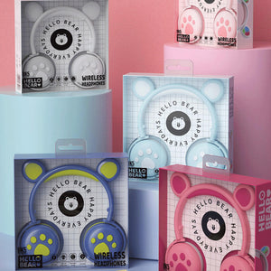Cute Bear Ear Headphones Bluetooth 5.0 RGB Kids Packaging