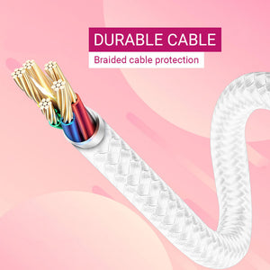 Cute Feline Ear Headset Microphone Stereo 3.5mm Jack Braided Wire