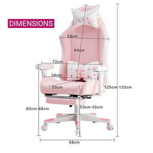 Cute Kitty Ear Gaming Chair Footrest Reclining Seat Dimensions
