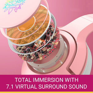 Cute Kitty Headset Microphone USB LED 7.1 Virtual Surround Sound
