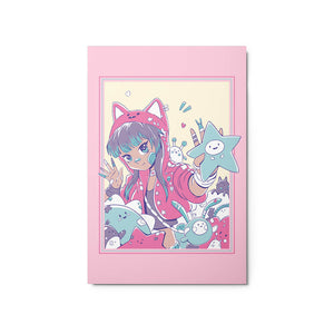 Cute Purple Hair Neko Girl Metal Poster Harajuku 20*30"