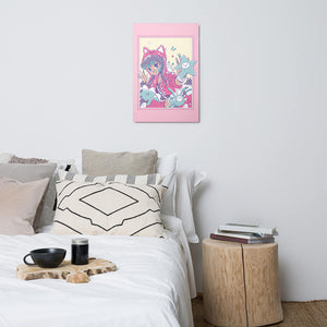 Cute Purple Hair Neko Girl Metal Poster Harajuku 20*30" Wall Decor