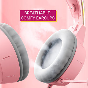 Cute RGB Deer Antler Headset Microphone 3.5mm Jack USB Comfy Earcups