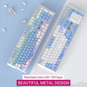 Double Color Cozy Cartoon Metal Design Mechanical Keyboard Backlight USB