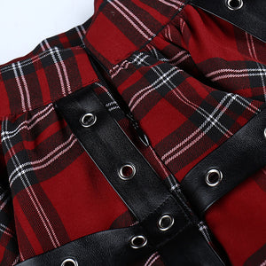 Double Layer Lace Lolita Pleated Skirt Scottish Style Belt Accessory