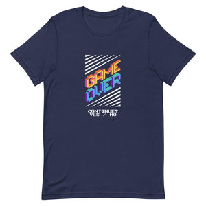 Gamer T-Shirt - Game Over - Continue Selectable Option - Navy - Dubsnatch
