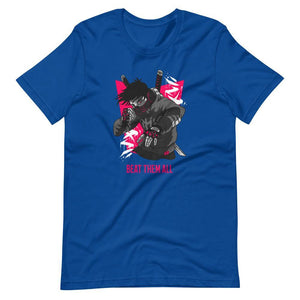 Gaming Shirt - Beat Them All - Cyberpunk Style Character - Pink - Alternative - True Royal - Dubsnatch