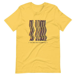 Gaming Shirt - Game Over No Signal You Have Been Disconnected - Cyberpunk Glitch Style - Yellow - Dubsnatch