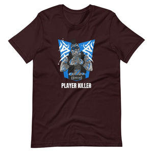 Gaming Shirt - Player Killer - Sadistic Cyberpunk Style Character - Blue - Oxblood Black - Dubsnatch