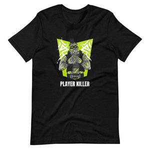 Gaming Shirt - Player Killer - Sadistic Cyberpunk Style Character - Neon Green - Black Heather - Dubsnatch