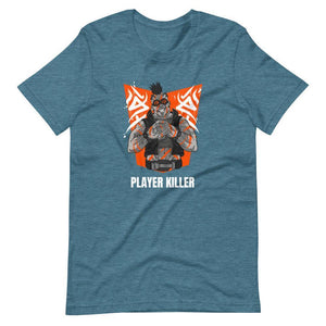 Gaming Shirt - Player Killer - Sadistic Cyberpunk Style Character - Orange - Heather Deep Teal - Dubsnatch