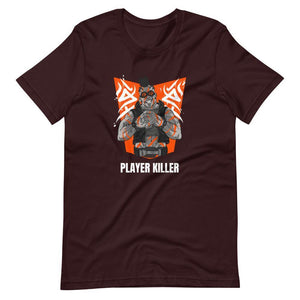 Gaming Shirt - Player Killer - Sadistic Cyberpunk Style Character - Orange - Oxblood Black - Dubsnatch