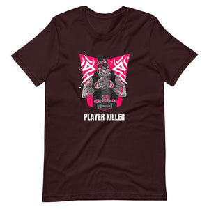 Gaming Shirt - Player Killer - Sadistic Cyberpunk Style Character - Pink - Oxblood Black - Dubsnatch
