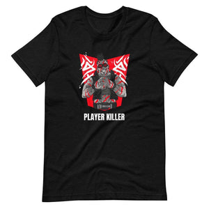 Gaming Shirt - Player Killer - Sadistic Cyberpunk Style Character - Red - Black Heather - Dubsnatch